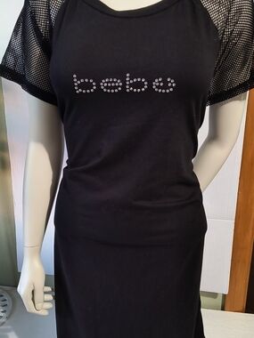 bebe Black Rhinestone Logo Dress